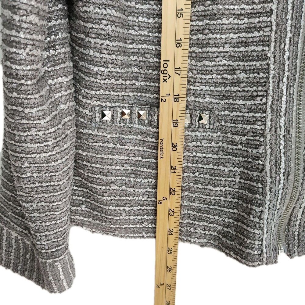 Patchington Full-Zip Women's Jacket, size Large, gray/silver stripes, mock neck - Picture 7 of 10